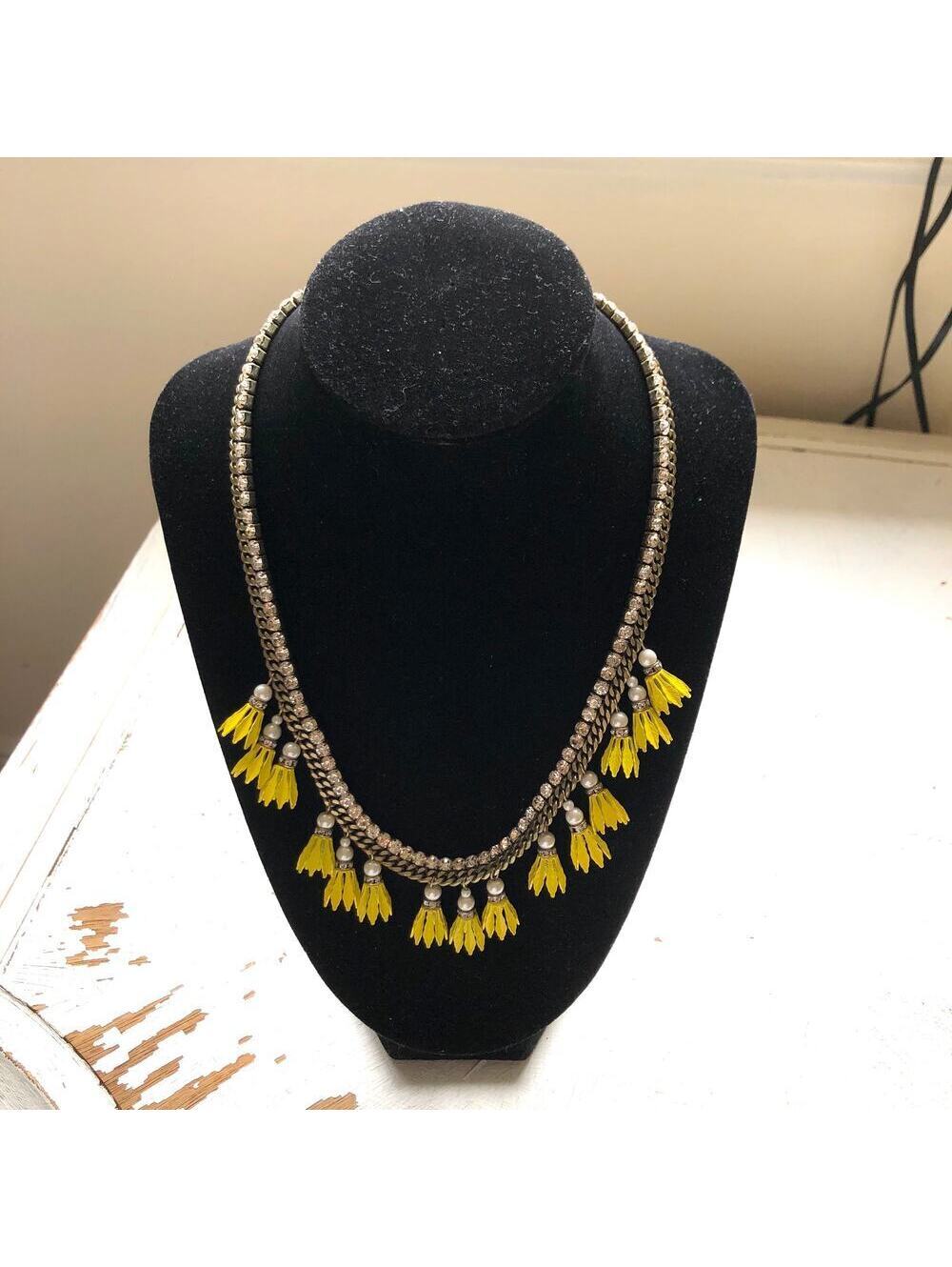 Banana Republic Vintage EUC Yellow Flower Rhinestone Statement Necklace